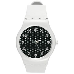 Futuristic Dark Hexagonal Grid Pattern Design Plastic Sport Watch (medium)