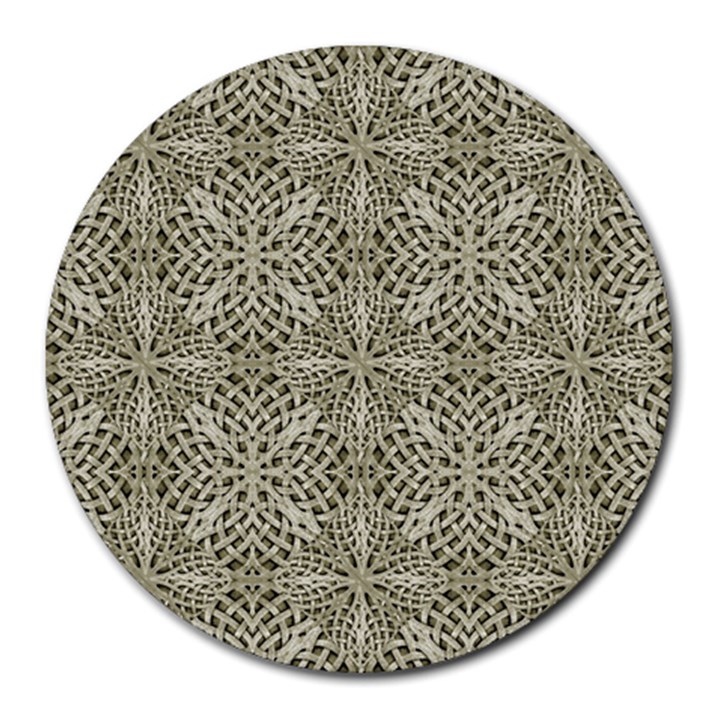 Silver Intricate Arabesque Pattern 8  Mouse Pad (Round)