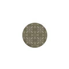 Silver Intricate Arabesque Pattern 1  Mini Button by dflcprints