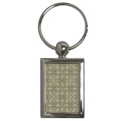 Silver Intricate Arabesque Pattern Key Chain (rectangle) by dflcprints