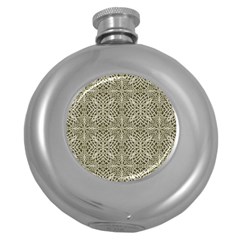 Silver Intricate Arabesque Pattern Hip Flask (round) by dflcprints