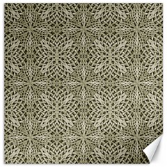 Silver Intricate Arabesque Pattern Canvas 12  X 12  (unframed) by dflcprints