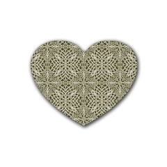 Silver Intricate Arabesque Pattern Drink Coasters (heart) by dflcprints