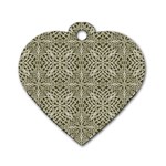 Silver Intricate Arabesque Pattern Dog Tag Heart (One Sided)  Front