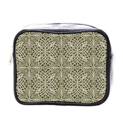 Silver Intricate Arabesque Pattern Mini Travel Toiletry Bag (one Side) by dflcprints