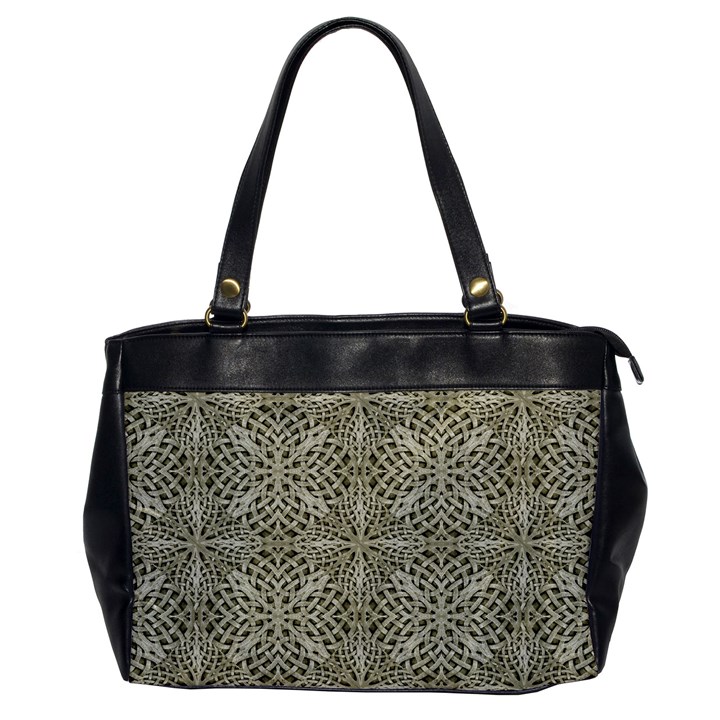 Silver Intricate Arabesque Pattern Oversize Office Handbag (One Side)