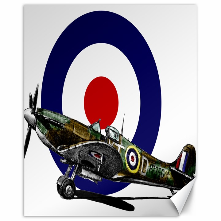 Spitfire And Roundel Canvas 16  x 20  (Unframed)