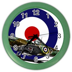 Spitfire And Roundel Wall Clock (color) by TheManCave