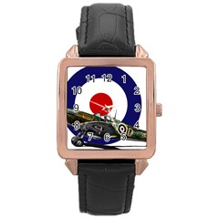 Spitfire And Roundel Rose Gold Leather Watch  by TheManCave