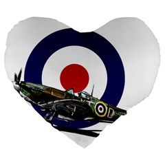 Spitfire And Roundel 19  Premium Flano Heart Shape Cushion by TheManCave