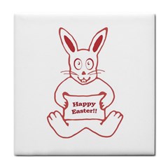 Cute Bunny Happy Easter Drawing I Ceramic Tile by dflcprints