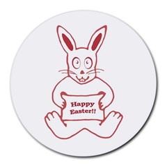 Cute Bunny Happy Easter Drawing I 8  Mouse Pad (round)