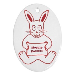 Cute Bunny Happy Easter Drawing I Oval Ornament by dflcprints