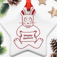 Cute Bunny Happy Easter Drawing I Star Ornament