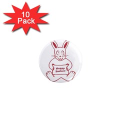 Cute Bunny Happy Easter Drawing I 1  Mini Button Magnet (10 Pack) by dflcprints