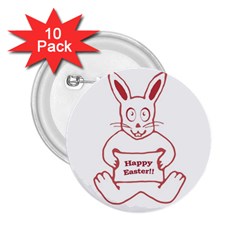 Cute Bunny Happy Easter Drawing I 2 25  Button (10 Pack) by dflcprints