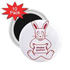 Cute Bunny Happy Easter Drawing I 2 25  Button Magnet (10 Pack)