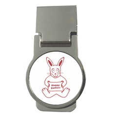 Cute Bunny Happy Easter Drawing I Money Clip (round) by dflcprints