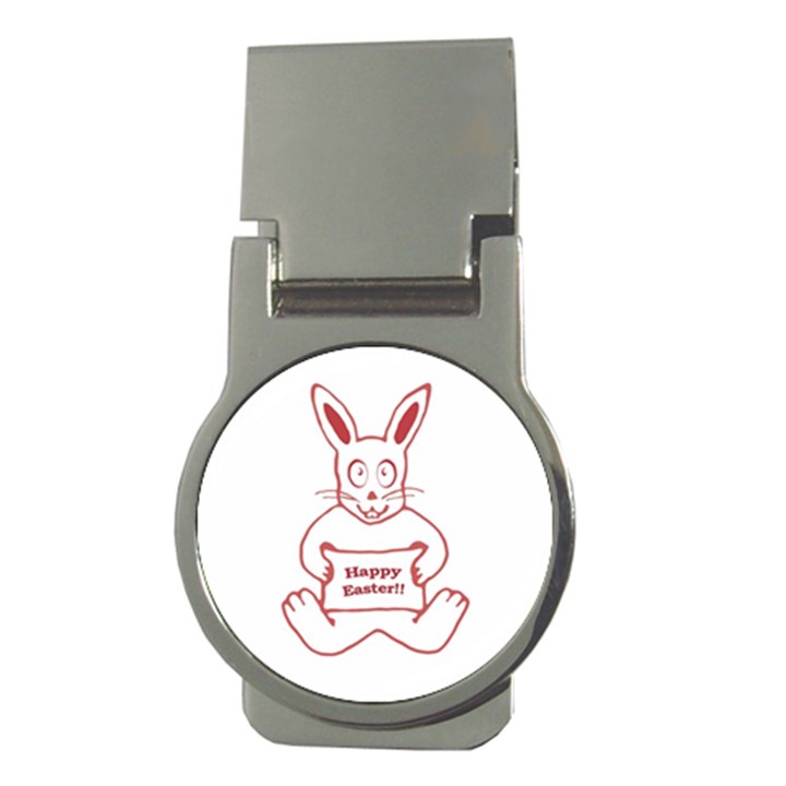 Cute Bunny Happy Easter Drawing i Money Clip (Round)