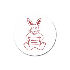 Cute Bunny Happy Easter Drawing I Magnet 3  (round)