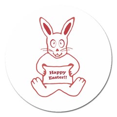 Cute Bunny Happy Easter Drawing I Magnet 5  (round)