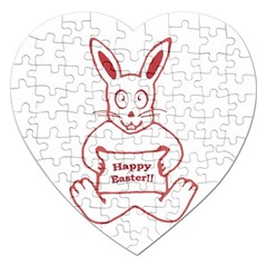 Cute Bunny Happy Easter Drawing I Jigsaw Puzzle (heart) by dflcprints