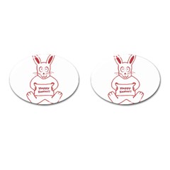 Cute Bunny Happy Easter Drawing I Cufflinks (oval) by dflcprints