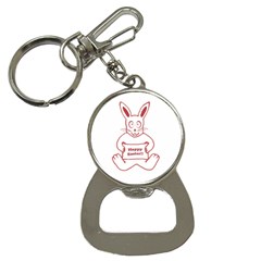 Cute Bunny Happy Easter Drawing I Bottle Opener Key Chain