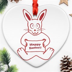 Cute Bunny Happy Easter Drawing I Heart Ornament (two Sides) by dflcprints