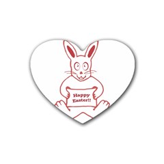 Cute Bunny Happy Easter Drawing I Drink Coasters (heart)