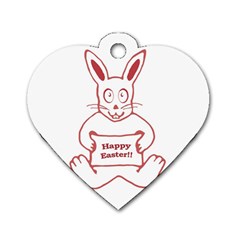 Cute Bunny Happy Easter Drawing I Dog Tag Heart (two Sided) by dflcprints