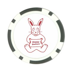 Cute Bunny Happy Easter Drawing I Poker Chip (10 Pack)