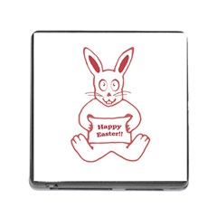 Cute Bunny Happy Easter Drawing I Memory Card Reader With Storage (square)