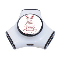 Cute Bunny Happy Easter Drawing I 3 Port Usb Hub