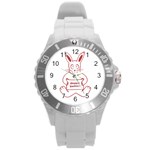 Cute Bunny Happy Easter Drawing i Plastic Sport Watch (Large) Front