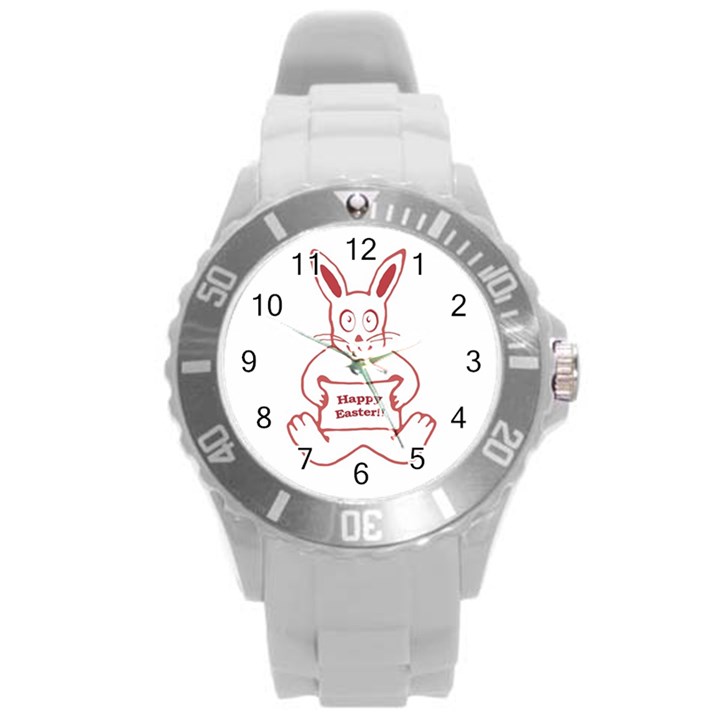 Cute Bunny Happy Easter Drawing i Plastic Sport Watch (Large)