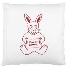 Cute Bunny Happy Easter Drawing I Large Flano Cushion Case (one Side) by dflcprints