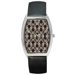 Abstract Geometric Modern Seamless Pattern Tonneau Leather Watch by dflcprints