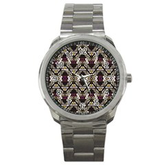 Abstract Geometric Modern Seamless Pattern Sport Metal Watch by dflcprints