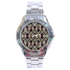 Abstract Geometric Modern Seamless Pattern Stainless Steel Watch