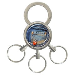 Blue Jean Lady Bug 3-ring Key Chain