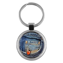 Blue Jean Lady Bug Key Chain (round)