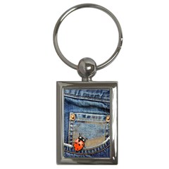 Blue Jean Lady Bug Key Chain (rectangle)