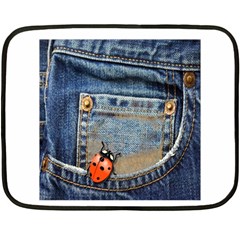 Blue Jean Lady Bug Mini Fleece Blanket (two Sided) by TheWowFactor