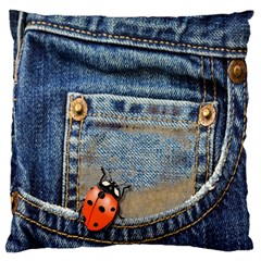 Blue Jean Lady Bug Standard Flano Cushion Case (one Side)