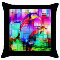 Tim Henderson Dolphins Black Throw Pillow Case by TheWowFactor