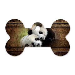 Panda Love Dog Tag Bone (one Sided)