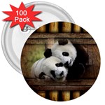 Panda Love 3  Button (100 pack) Front