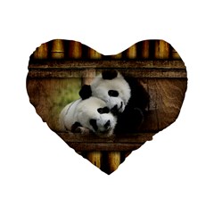 Panda Love 16  Premium Heart Shape Cushion 