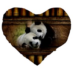 Panda Love 19  Premium Heart Shape Cushion